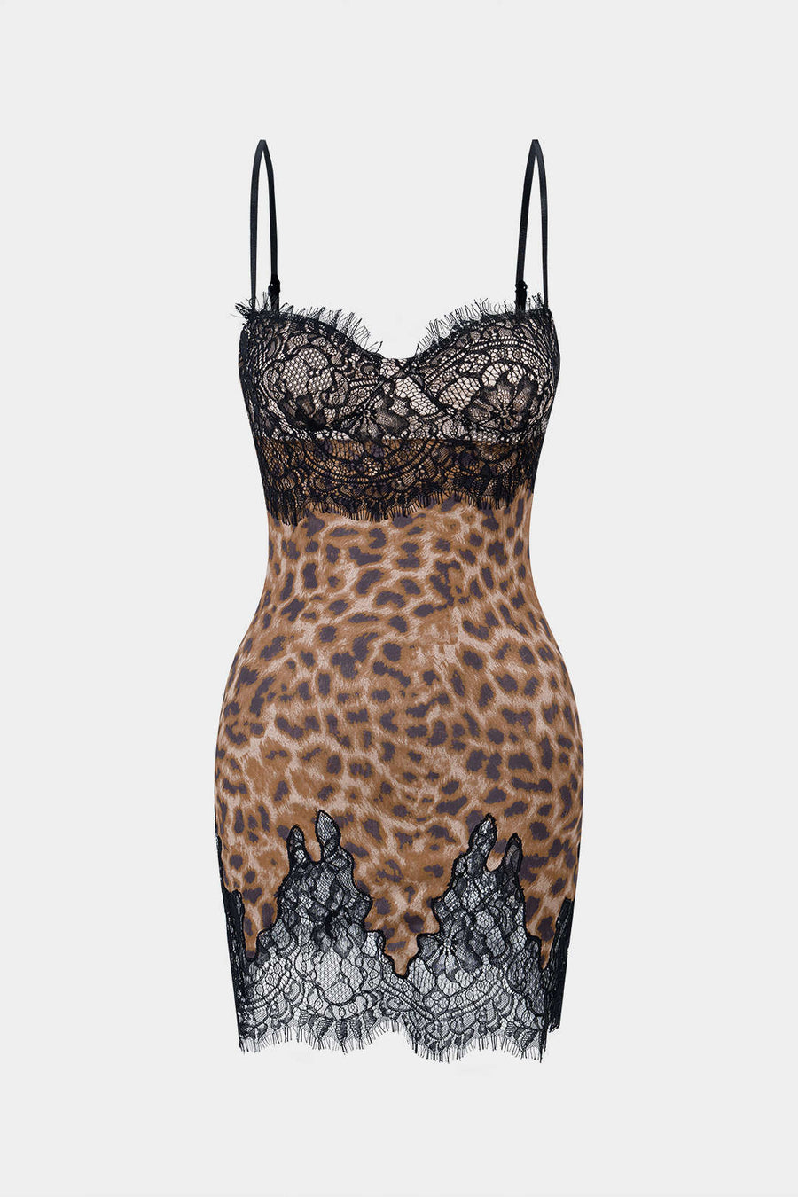 leopard print dress with black lace trim Leopard Corset Lace Trim Skater Mini Dress