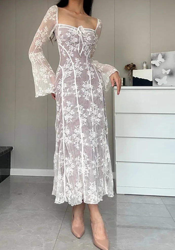 A&A Luxe Vintage Square Collar Lace Long Sleeve Maxi Dress ARIELLA & AYANA A&A Luxe Vintage Square Collar Lace Long Sleeve Maxi Dress ARIELLA & AYANA