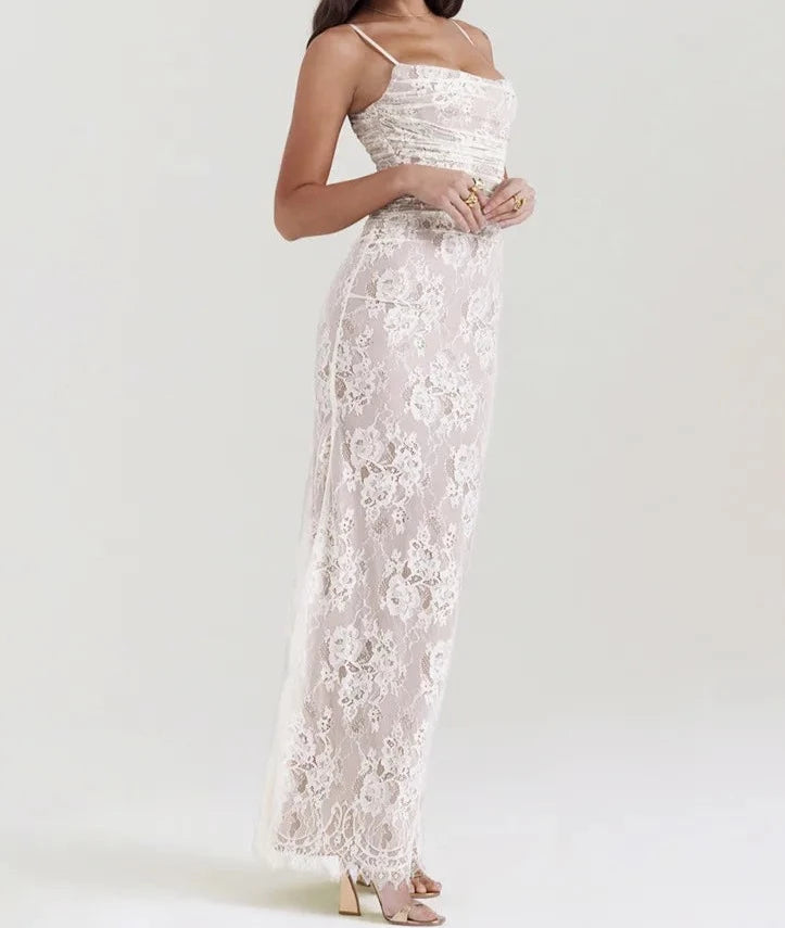 A&A Elegant Lace Long Sleeve Maxi Dress