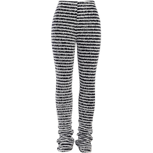 A&A Fluffy Zebra Knitted Flare Pants