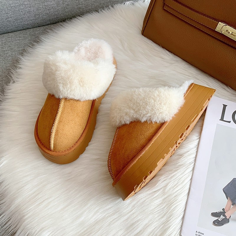 A A Fur Slip on Platform Slides ARIELLA AYANA