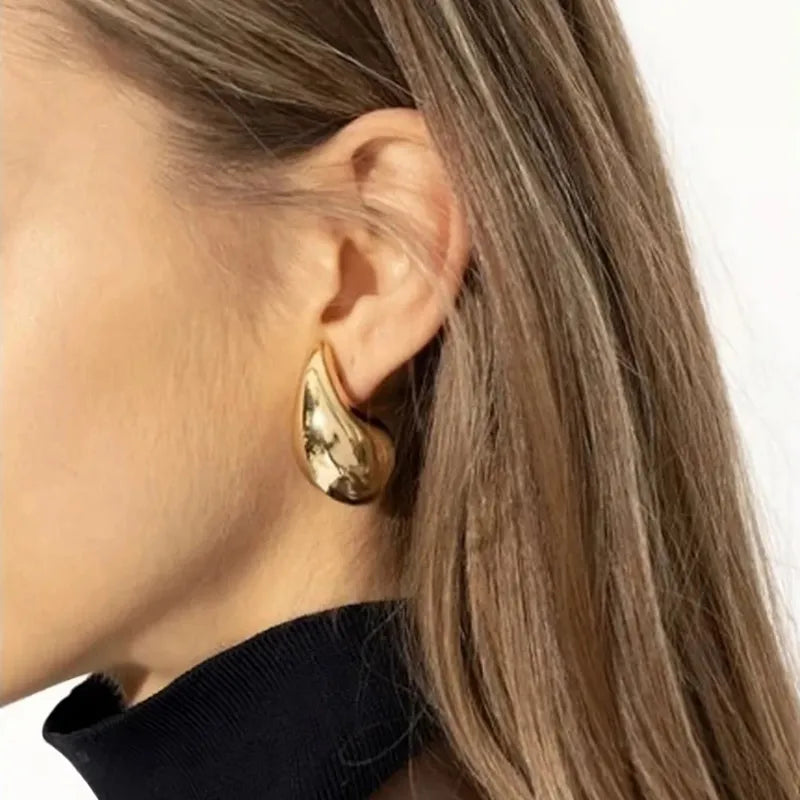 A&A Vintage Gold Plated Chunky Dome Tear Drop Earrings