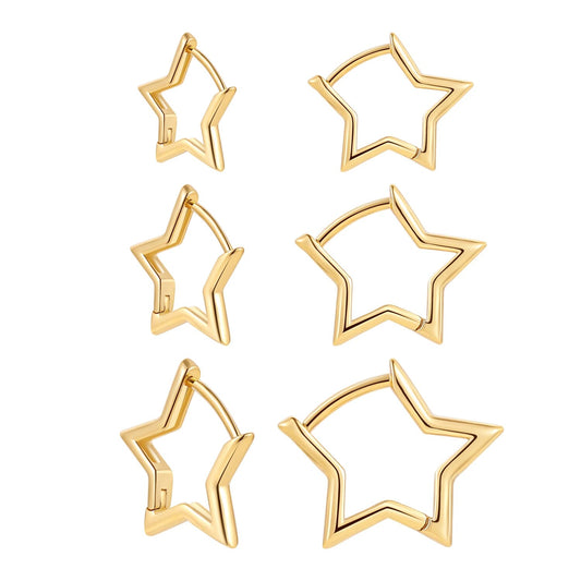 A&A Smooth Copper Metal Star Hoop Earrings