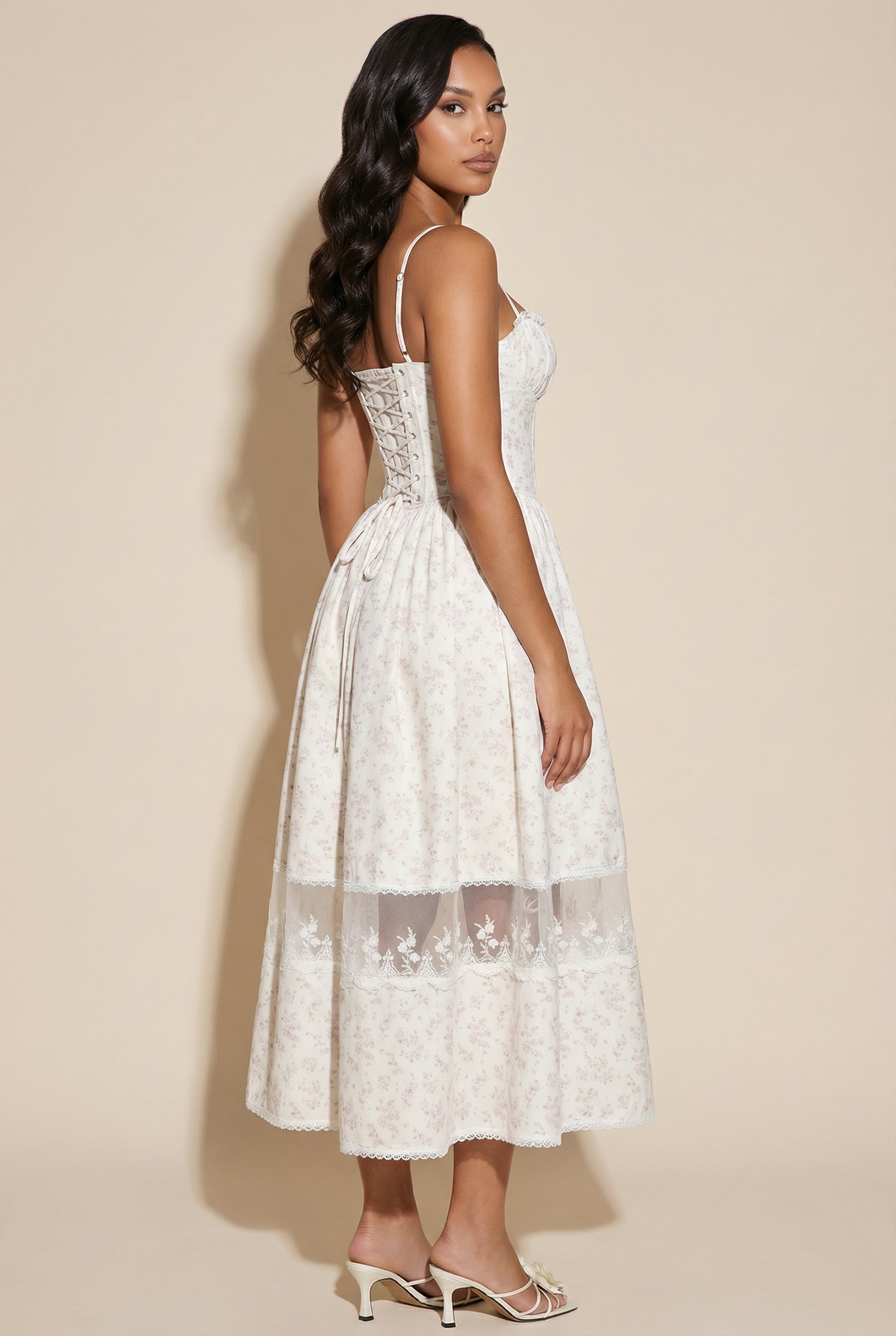 midaxi a line dress Sleeveless Plunge Corseted A Line Midaxi Dress In White Woven | EGO US