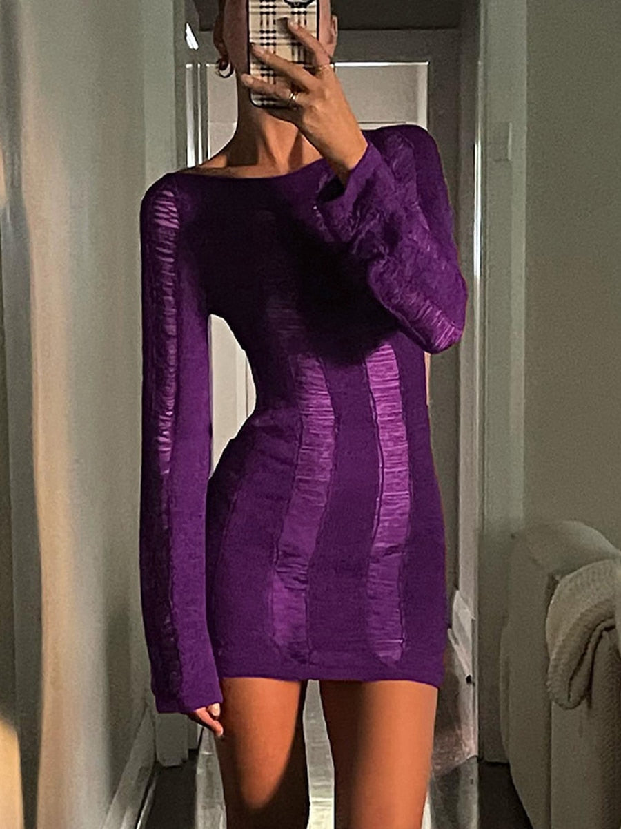 A&A Knitted Cutout Backless Mini Dress