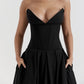 A&A Luxe V Neck Strapless Pleated Dress