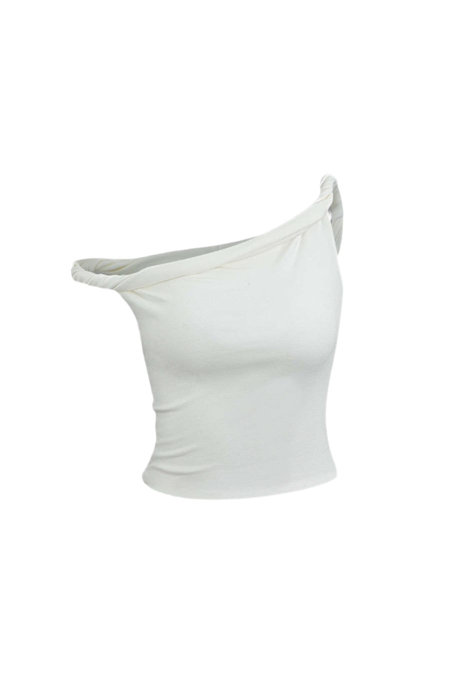 A&A Asymmetric Ruched Off Shoulder Crop Top