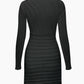 A&A Asymmetric Cut Out Long Sleeve Knitted Mini BodyconDress