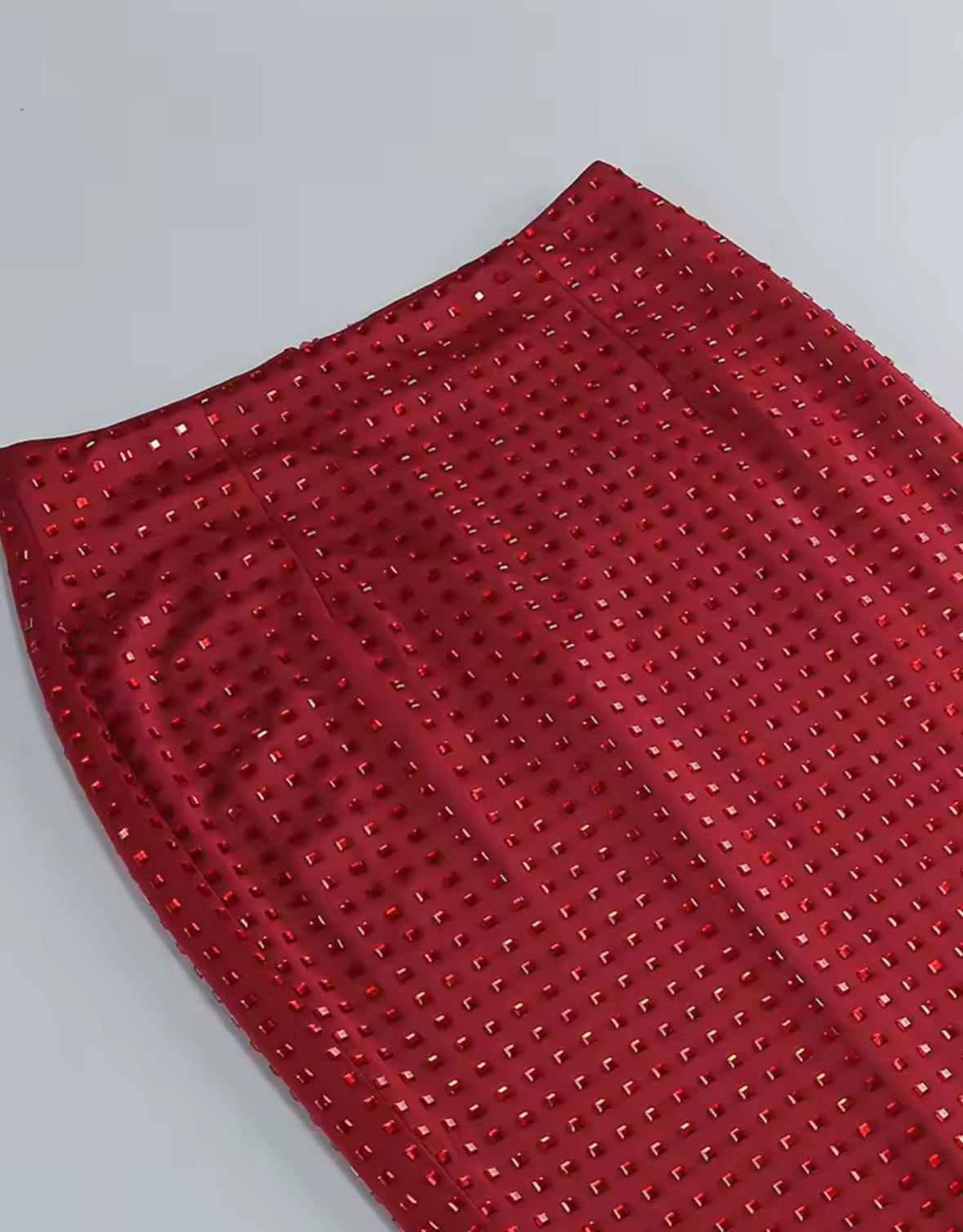 A&A Luxe Red Embellished Strapless Corset Sequin Maxi Skirt Set