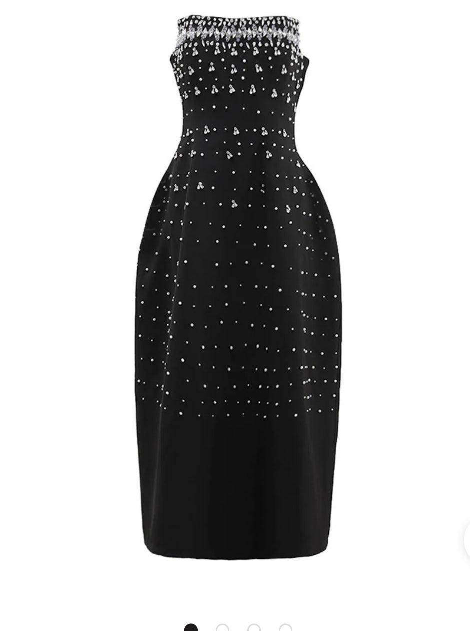 A&A Luxe Crystal Embellished Midi Dress