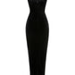 A&A Strapless V Neck Velvet Maxi Dress