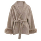 A&A 100% Wool Fur Trim Long Sleeve Coat