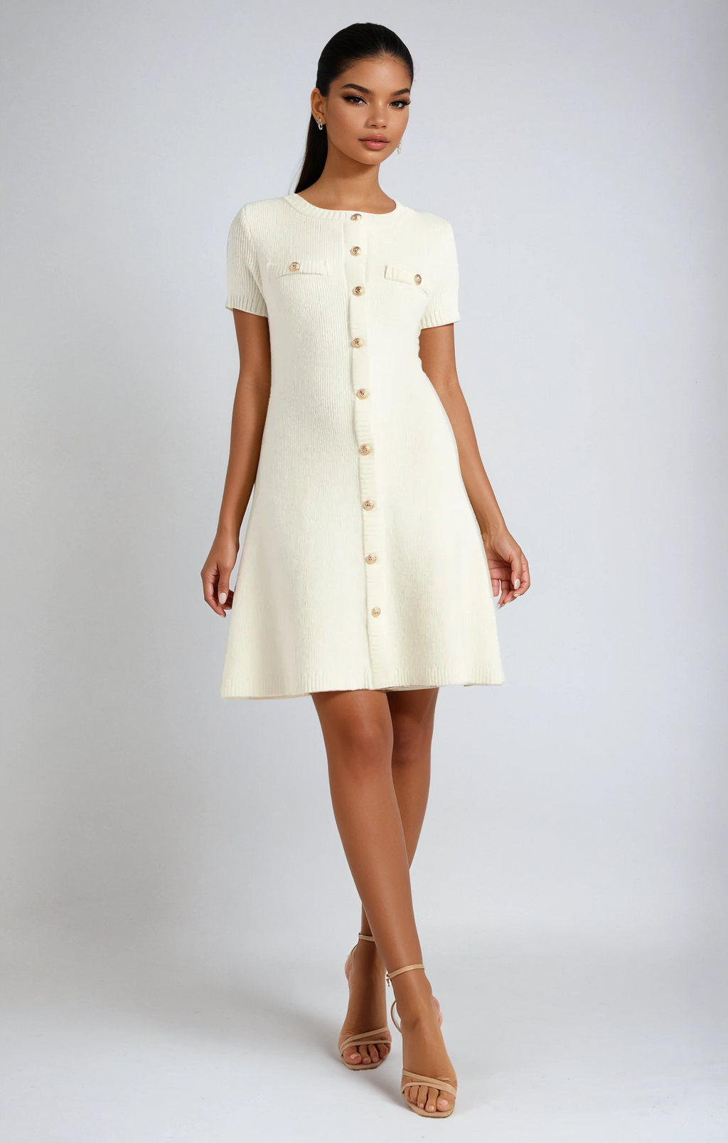 A&A Sienna Knitted Button Down Mini Dress