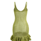 A&A Green Knit Ruffle Mini Dress