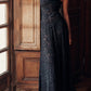 A&A Lace Floral Spaghetti Strap Sheer Sleeveless Black Dress