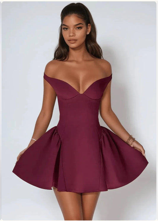 A&A Plunge A Line Gown Sleeveless Mini Dress