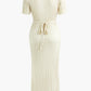 A&A Elia Pleated Ribbed Knitted Maxi Dress