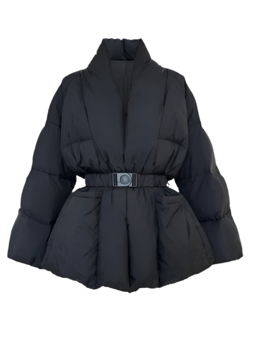 A&A Pola Shawl Collar Belted Wait Puffer Coat