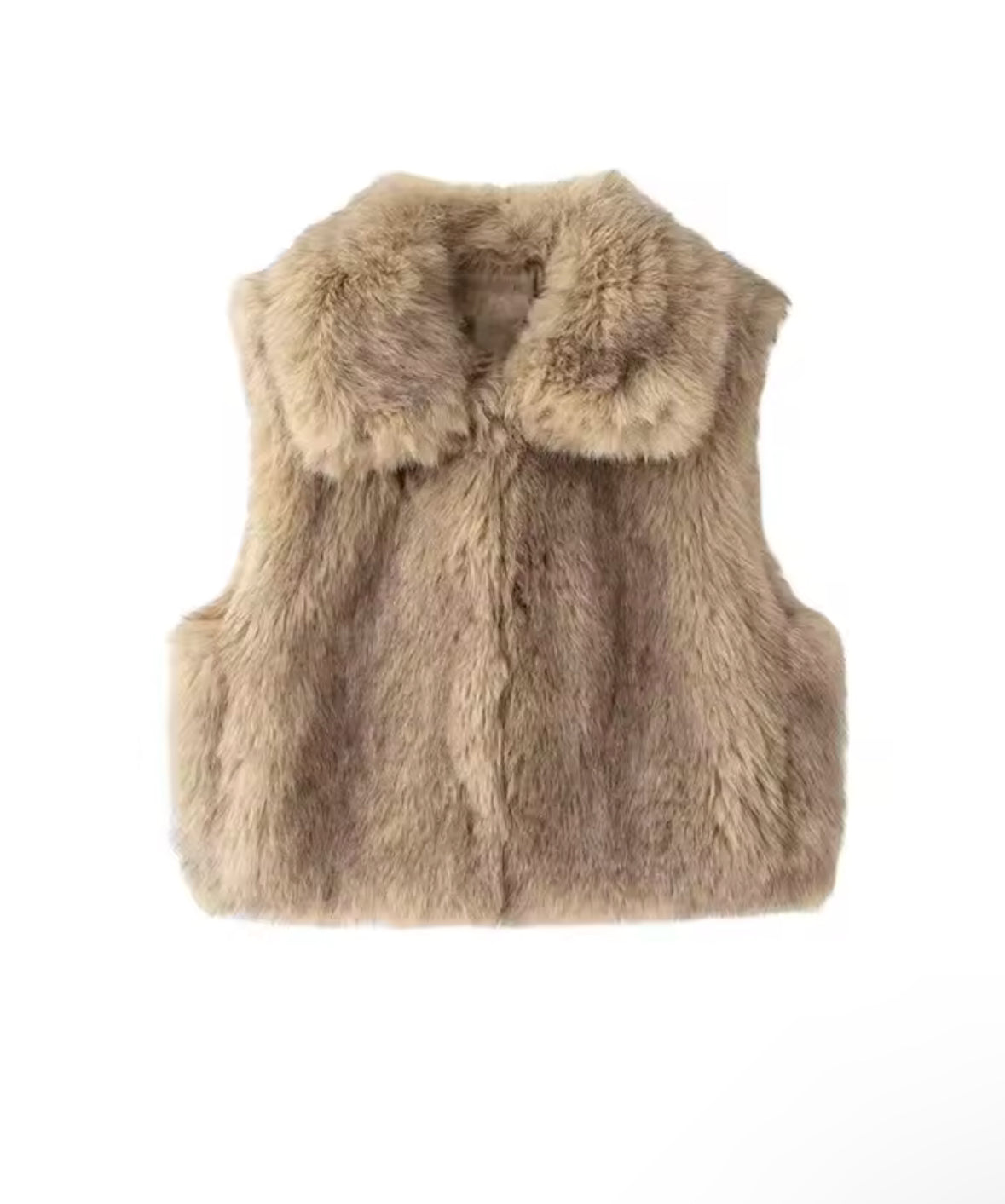 A&A Beige Faux Fur Vest with Collar