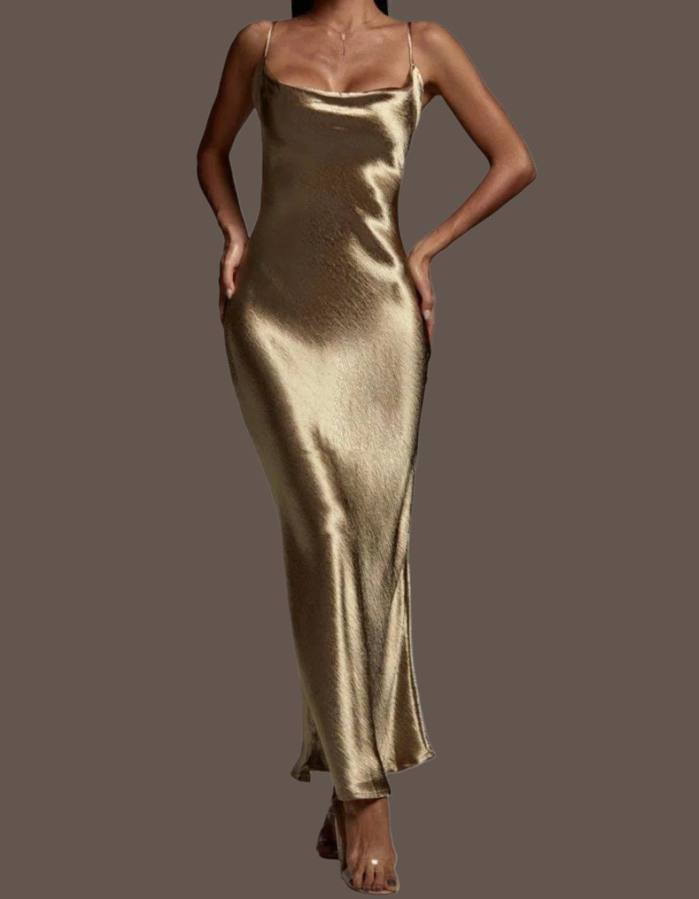 A&A Luxen Satin Maxi Bodycon Dress