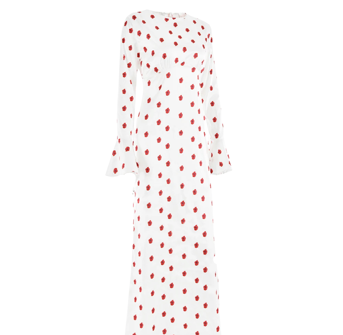 A&A Flare Long Sleeve Printed Polka Dot Maxi Dress