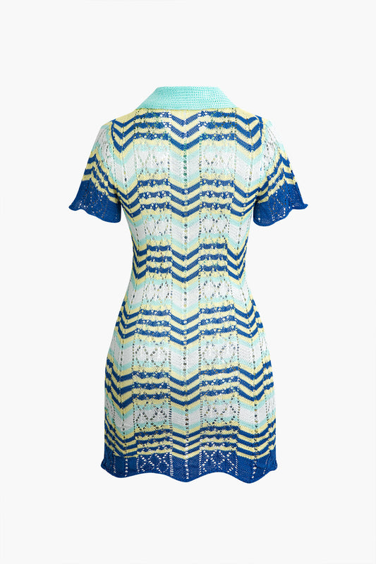 A&A Short Sleeve Knitted Mini Polo Dress