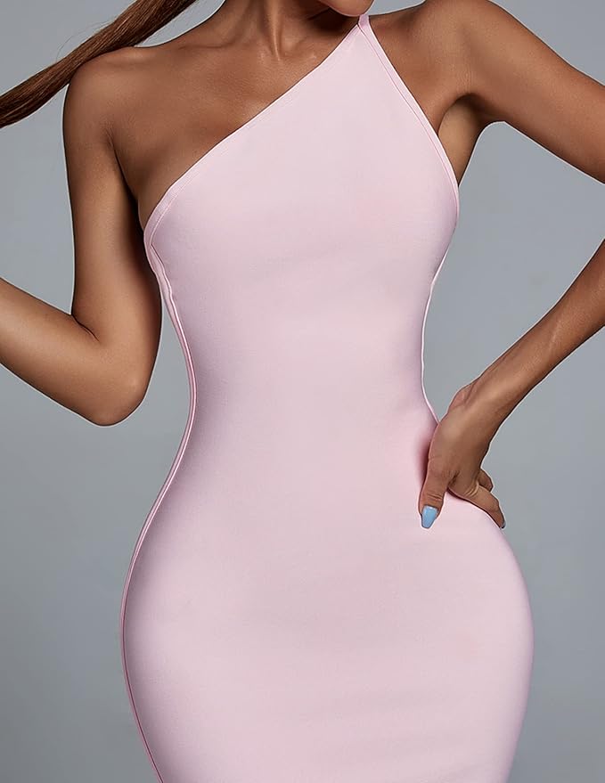 A&A Maelie One Shoulder Strap Bodycon Bandage Midi Dress