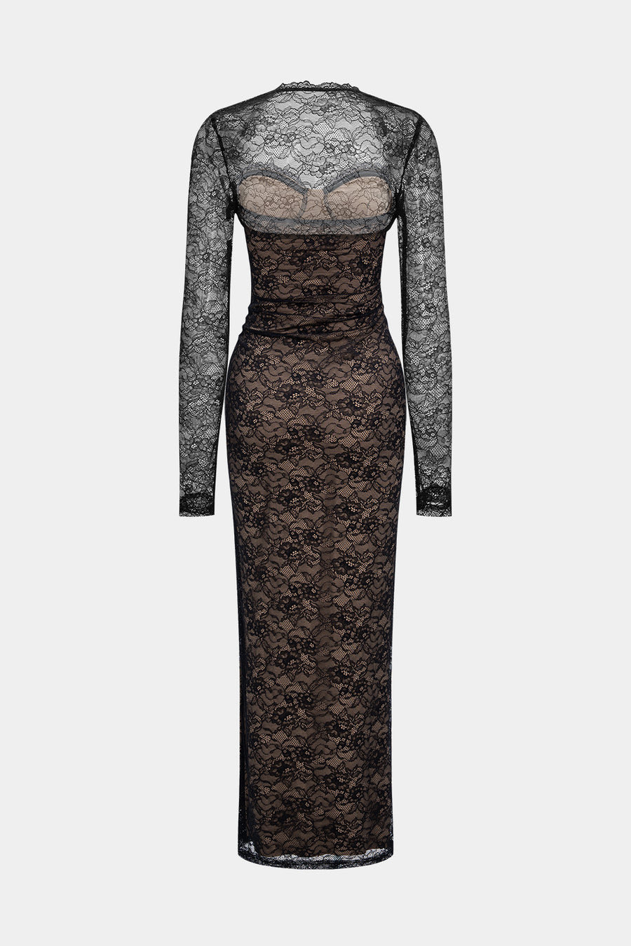 A&A Black Lace Bodycon Evening Maxi Dress