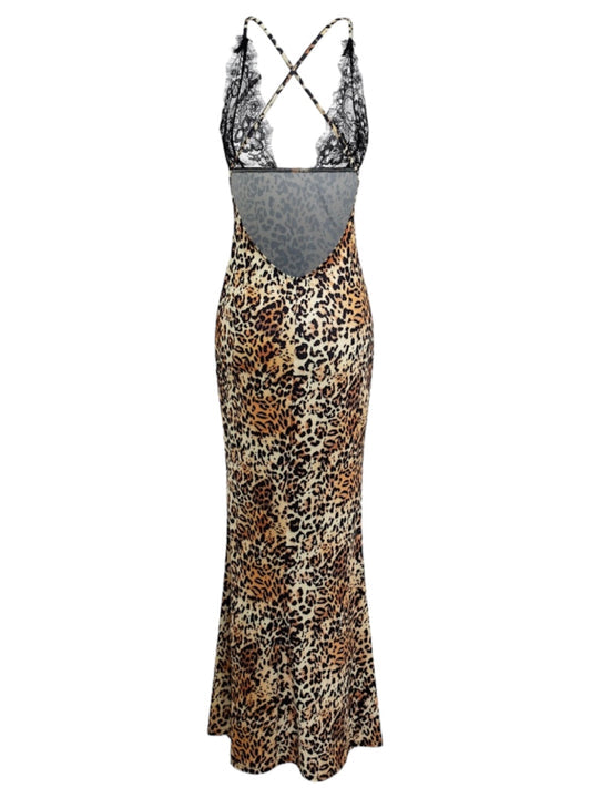 A&A Lace And Leopard Print Maxi Dress