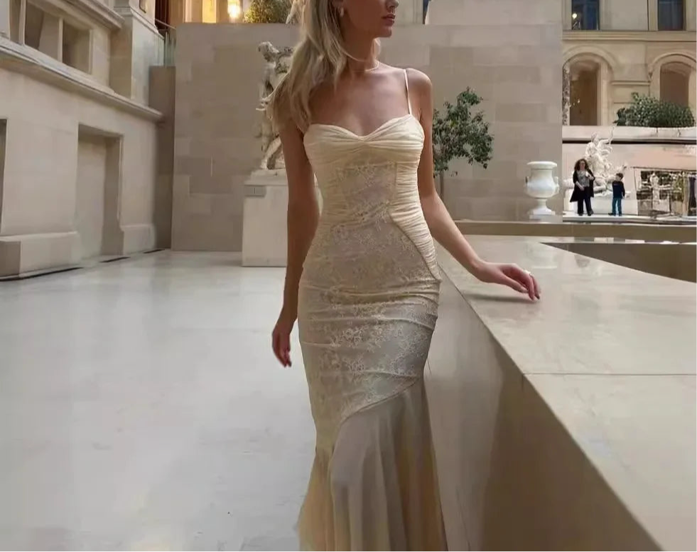 A&A Ruched Bodice Spaghetti Strap Maxi Dress