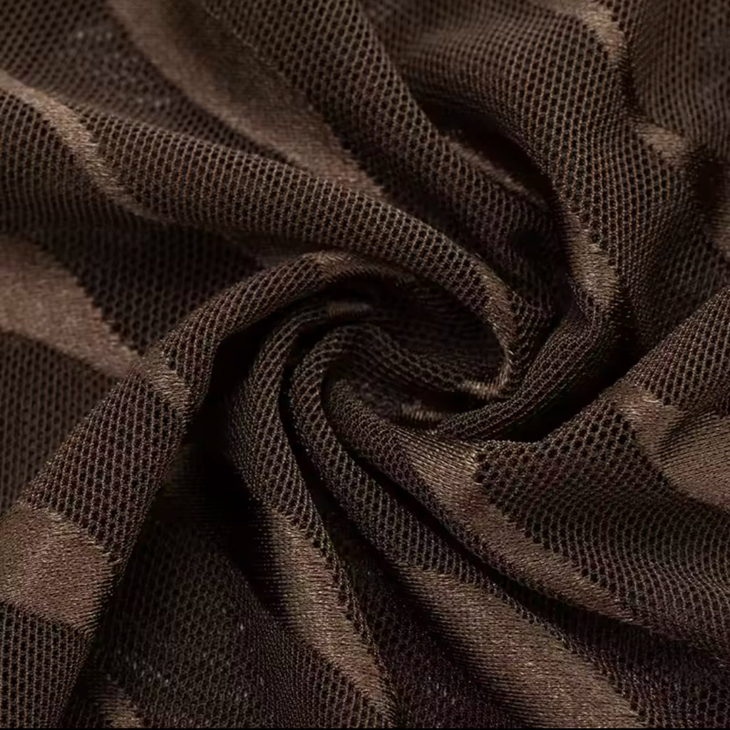 A&A Brown Sheer Long-Sleeve Tie-Waist Mini Dress