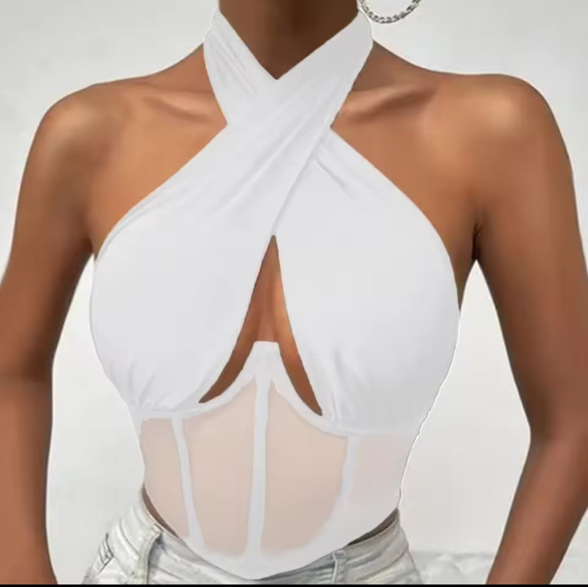 A&A Cross Halter Corset Bustier Top