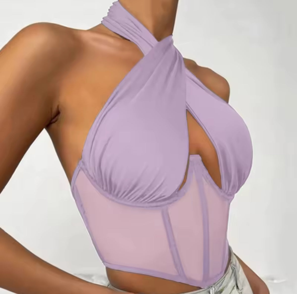 A&A Cross Halter Corset Bustier Top