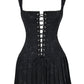 A&A Luxe Lace Up Vintage Embroidery A Line Pleated Mini Dress