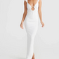 A&A V-neck Slip Backless Evening Maxi Dress