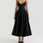 A&A Luxe V Neck Strapless Pleated Dress