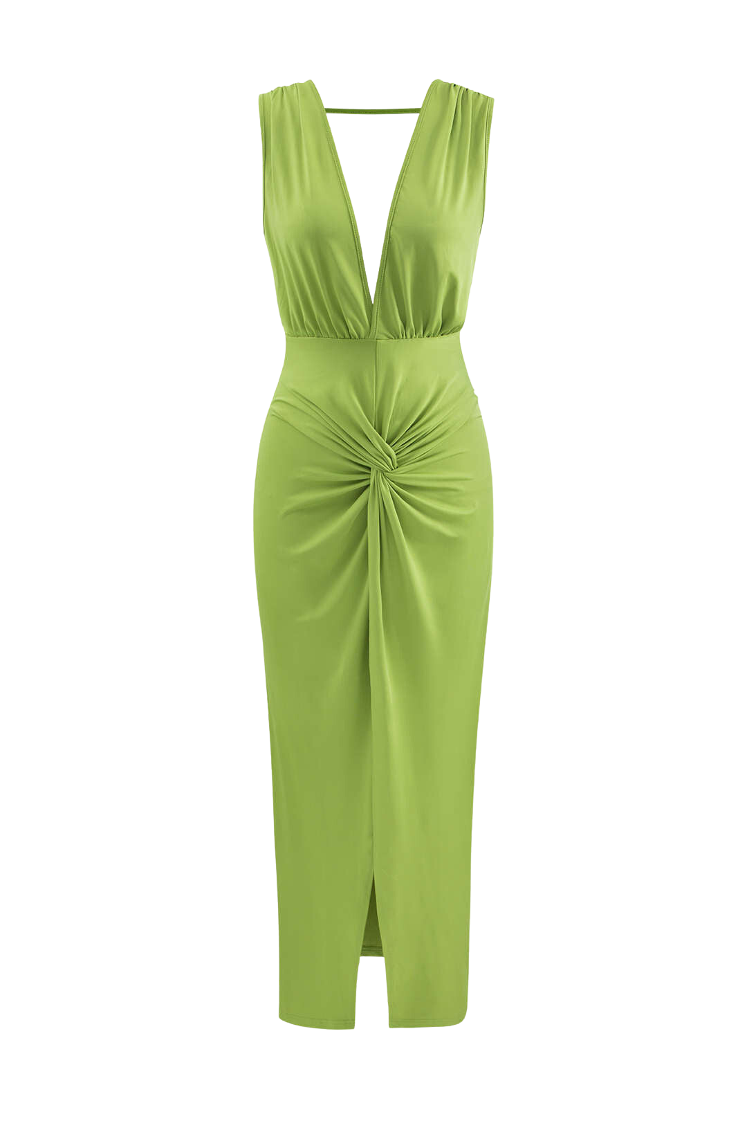 A&A Summer Ruched Backless V Slit Women Bodycon Maxi Dress