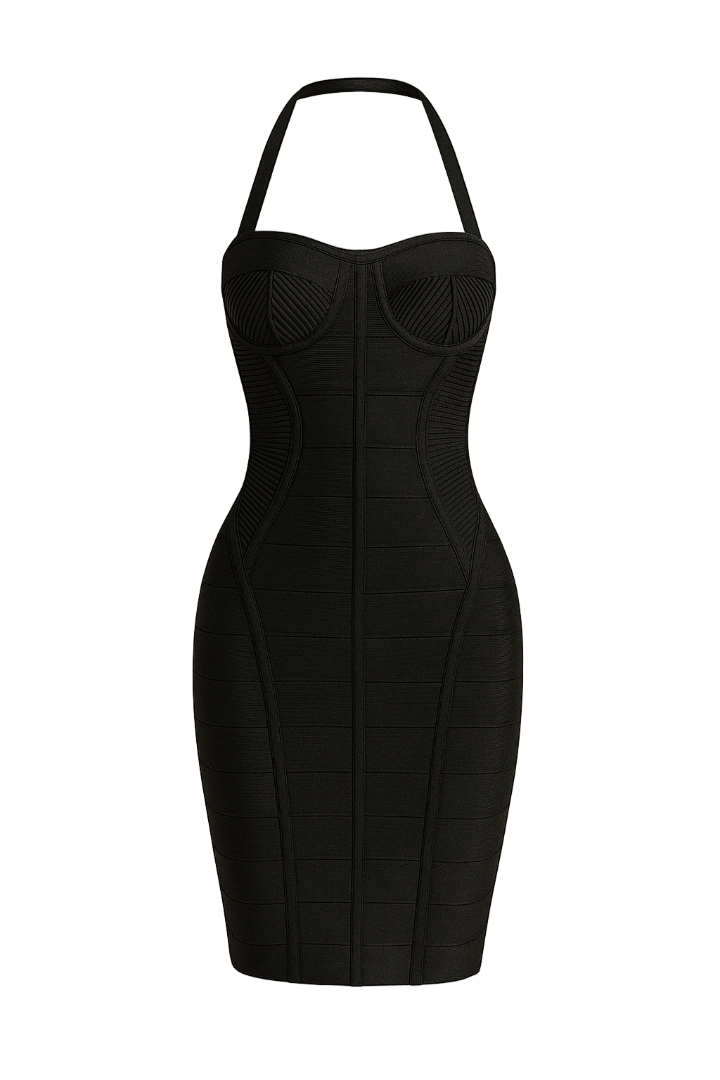 A&A Lilou Bustier Halter Bandage Mini Dress, Black / XS A&A Lilou Bustier Halter Bandage Mini Dress, Black / XS
