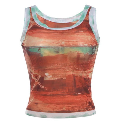 A&A Gradient Sheer Print Tank Top