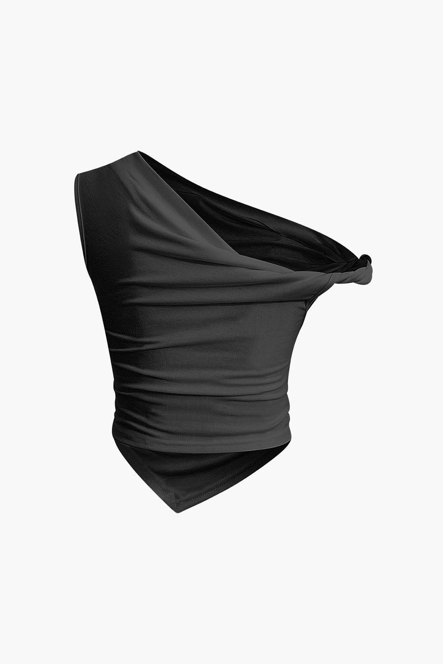 A&A Asymmetric Ruched Off Shoulder Crop Top