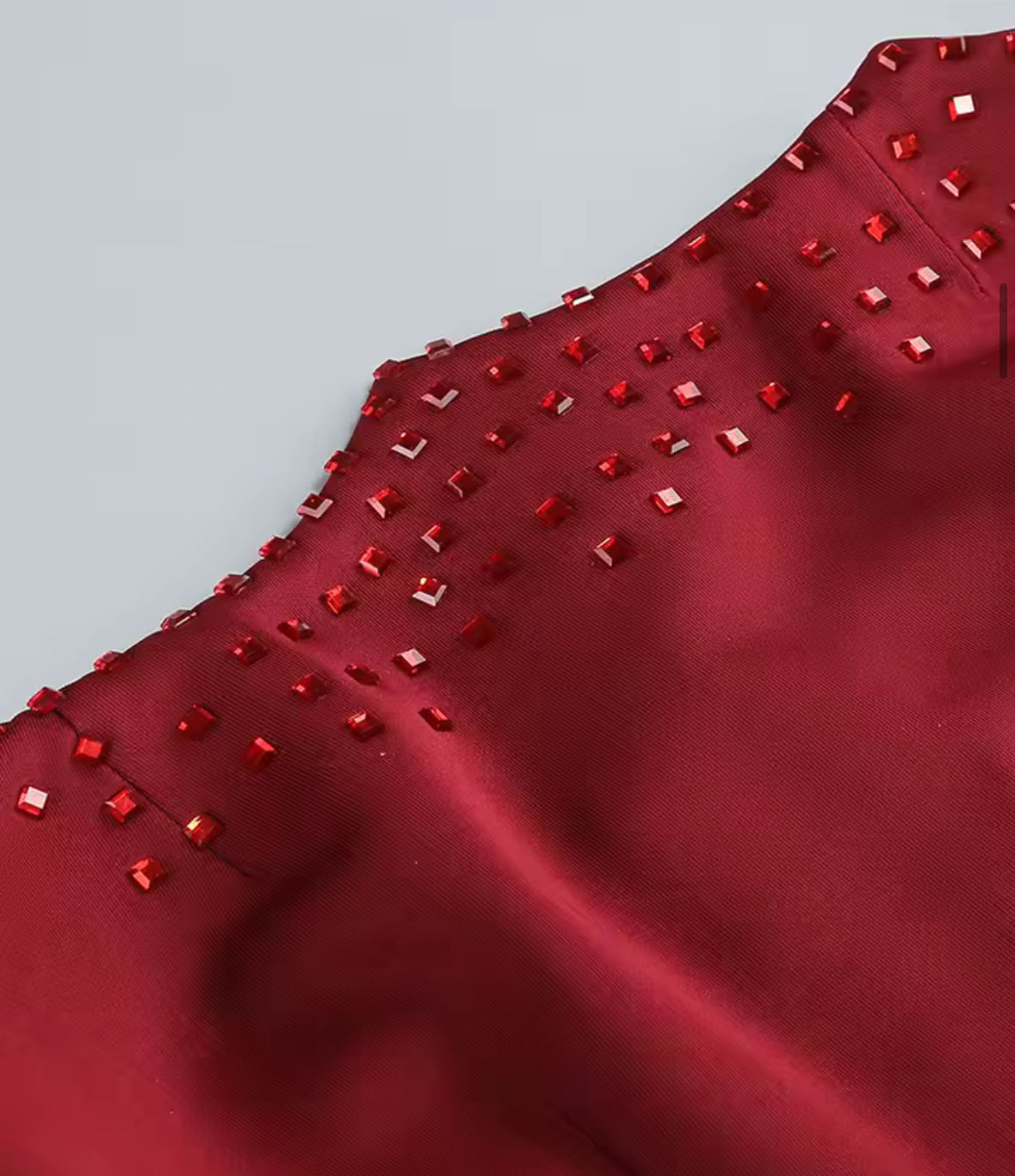 A&A Luxe Red Embellished Strapless Corset Sequin Maxi Skirt Set