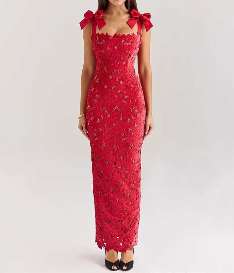 A&A Bow Lace Maxi Dress