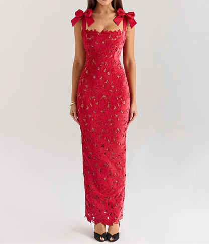 A&A Bow Lace Maxi Dress