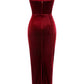 A&A Strapless V Neck Velvet Maxi Dress