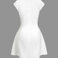 A&A Square Collar Cap Sleeve A-line Mini Dress