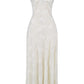 A&A Lace Floral Spaghetti Strap Sleeveless Sheer White Dress