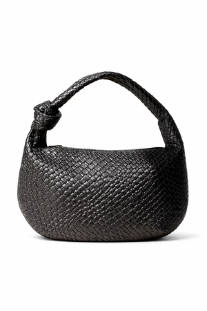 A&A Tindra Woven Knot Handle Black Handbag