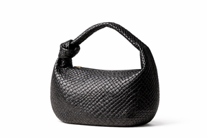 A&A Tindra Woven Knot Handle Black Handbag
