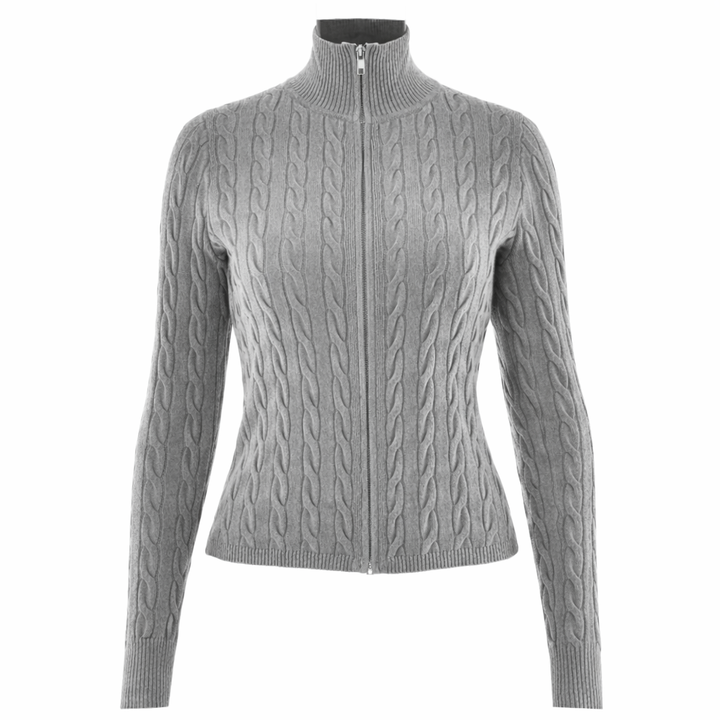 A&A Noel Knitted Turtleneck Zip Cardigan