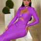 A&A Elegant Hollow Cut Out Long Sleeve Maxi Dress